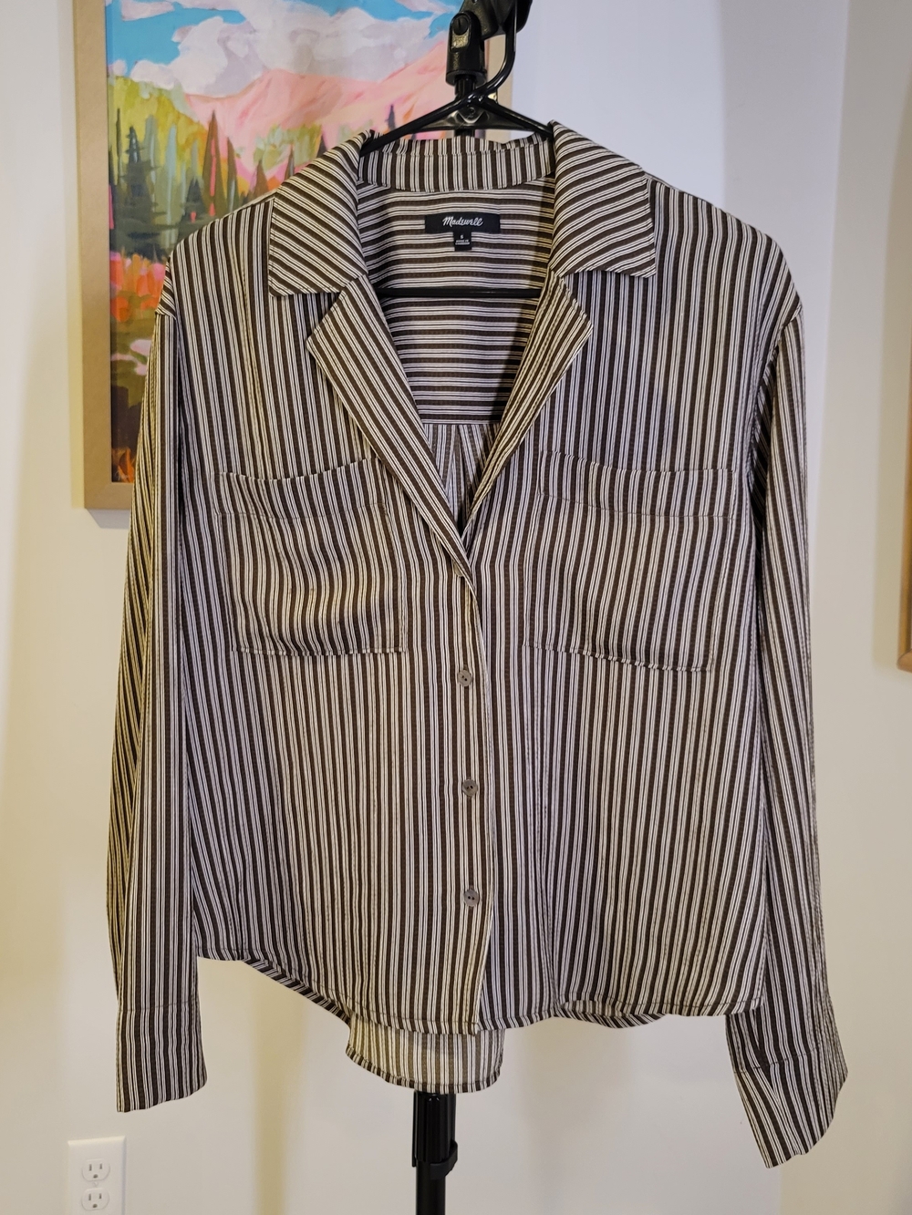 Madewell Black and White Striped Button-Down Shirt